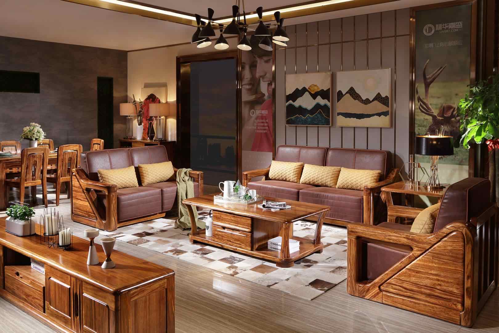 新中式乌金木客厅家具 - d**丽设计效果图 - 每平每屋·设计家